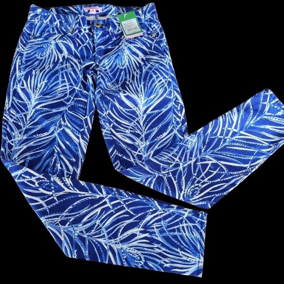 Boho Cottagecore Hippy Abstract South Ocean Twilight Blue Early Riser Pant 00 - Picture 7 of 15